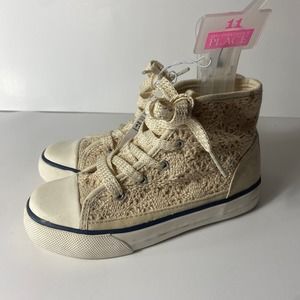 Childrens Place Girls Ivory Lace Crochet High Top Shoes Size 11 NWT